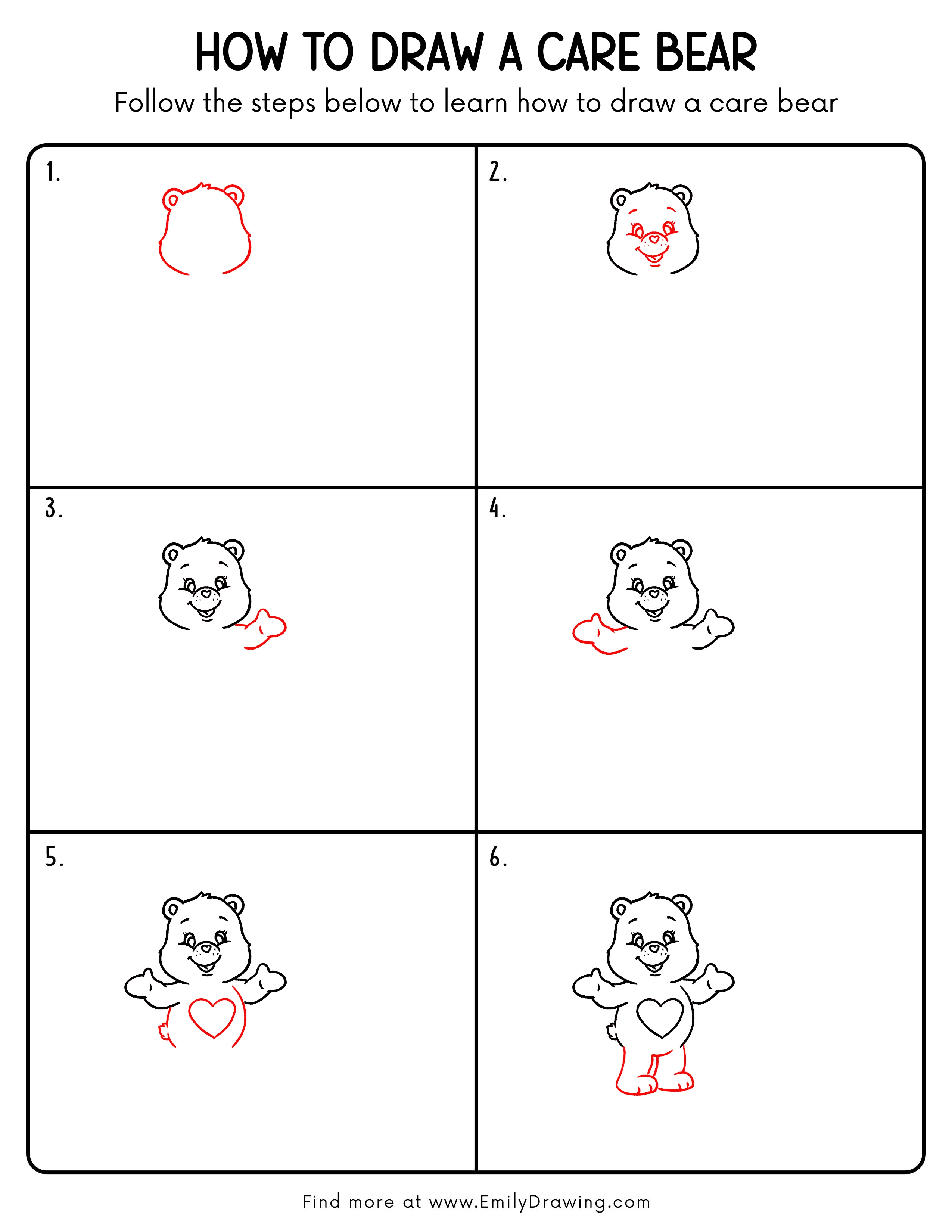 Printable Care Bear Drawing Guide